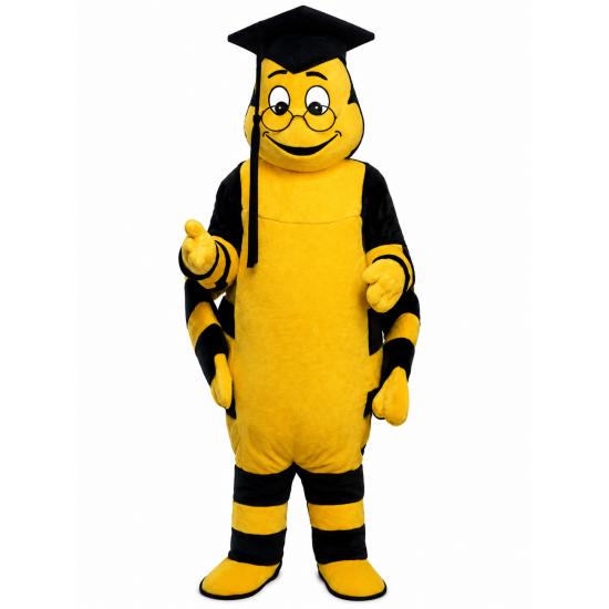 Educated Bee with Graduation Cap Mascot Costume 315A-Z Educated Bee with Graduation Cap Mascot Costume 315A-Z