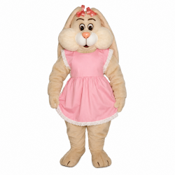 Marsha Mallow Bunny With Apron Mascot Costume 1120A-Z Marsha Mallow Bunny With Apron Mascot Costume 1120A-Z