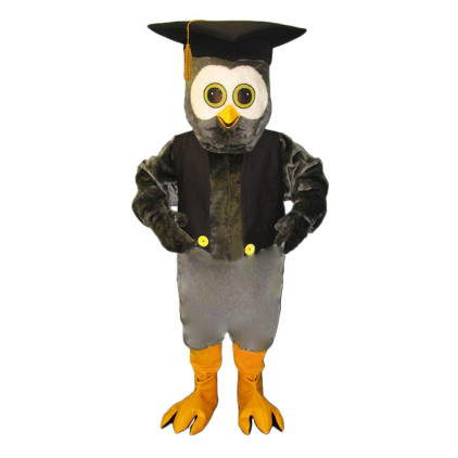 Educated Owl Mascot Costume With Graduation Cap and Vest 2217-A
