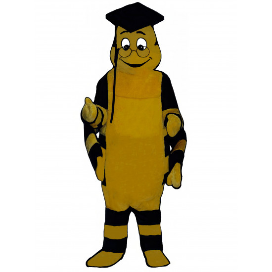 Educated Bee with Graduation Cap Mascot Costume 315A-Z Educated Bee with Graduation Cap Mascot Costume 315A-Z
