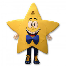 Happy Comic Star With Tennis Shoes (Blue) Mascot Costume #FC115B-Z