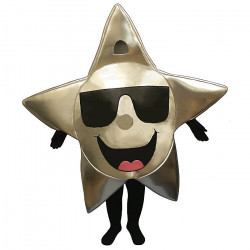 Happy Silver Star With Sunglasses Mascot Costume #FC1078-Z (Bodysuit not included)