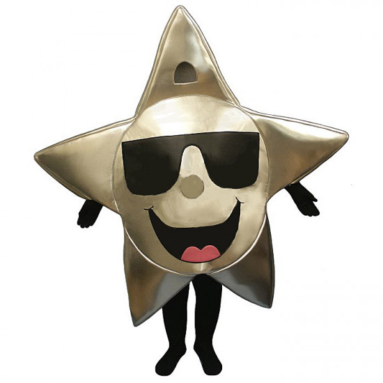 Happy Silver Star With Sunglasses Mascot Costume #FC1078-Z (Bodysuit not included)