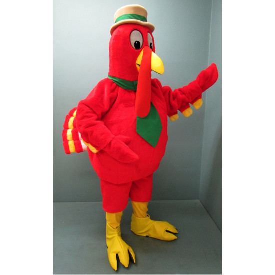 Turkey in a Straw Hat w Tie Mascot Costume 623A