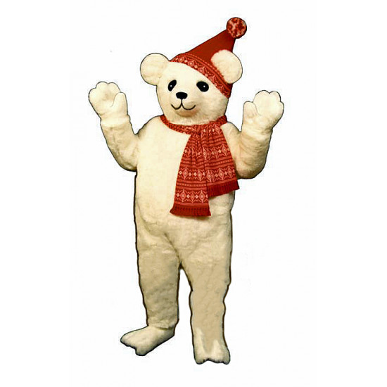 Snow Bear w/ Hat & Scarf Mascot Costume 227A-Z