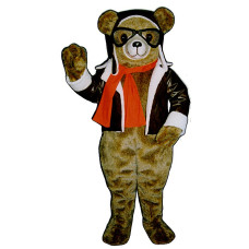 Red Bearon Pilot Bear Mascot Costume #256A-Z Red Bearon Pilot Bear Mascot Costume #256A-Z